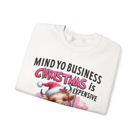 Highland Cow Mind Yo Business Christmas is Expensive – Gildan Heavy Blend | Trendy Women’s Soft Sweatshirt. Direct to Garment. Printed & Shipped in the USA. Unisex Sizes.