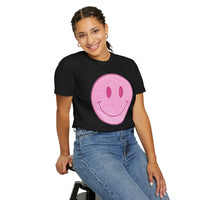 Faux Glitter Smiley - Comfort Colors | Trendy Women's T-Shirt. Direct to Garment. Printed & Shipped in the USA. Unisex Sizes.