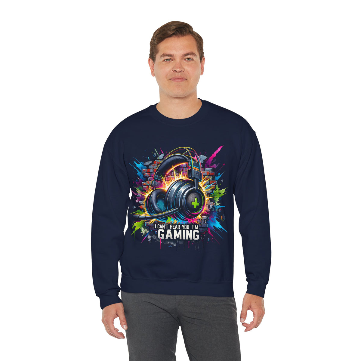 Gaming Headset I Can't Hear You, I'm Gaming – Gildan Heavy Blend | Trendy Women’s and Men's Soft Sweatshirt. Direct to Garment. Printed & Shipped in the USA. Unisex Sizes.