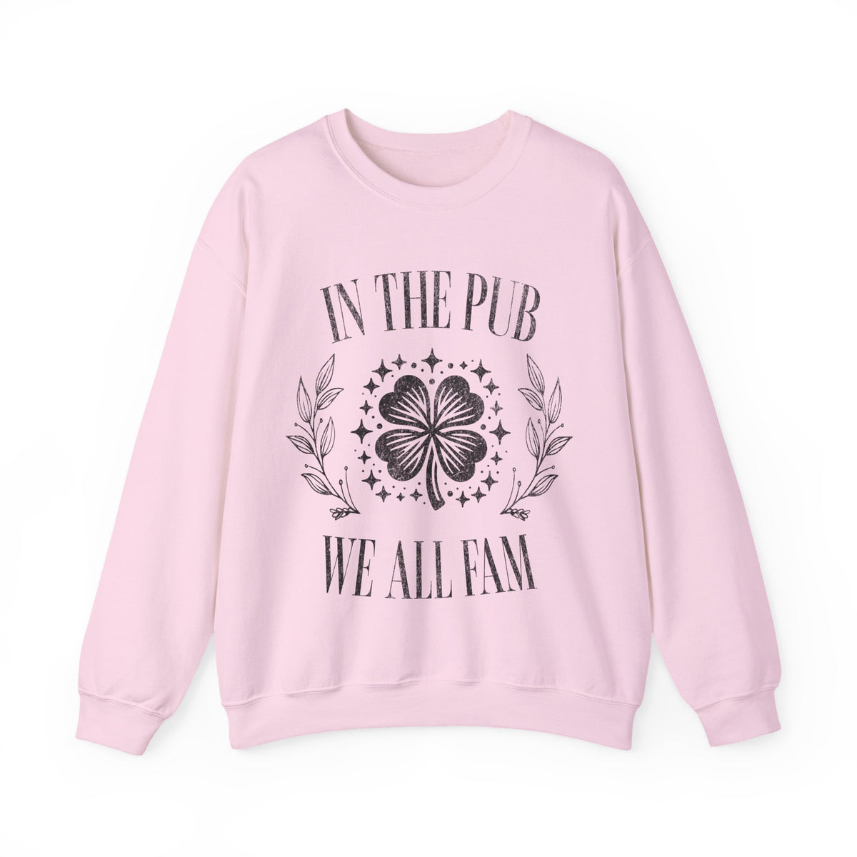 In the Pub We All Fam, Vintage – Gildan Heavy Blend | Trendy Women’s and Men's Soft Sweatshirt. Direct to Garment. Printed & Shipped in the USA. Unisex Sizes.
