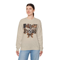 Follow Jesus, Patchwork – Gildan Heavy Blend | Trendy Women’s Soft Sweatshirt. Direct to Garment. Printed & Shipped in the USA. Unisex Sizes.