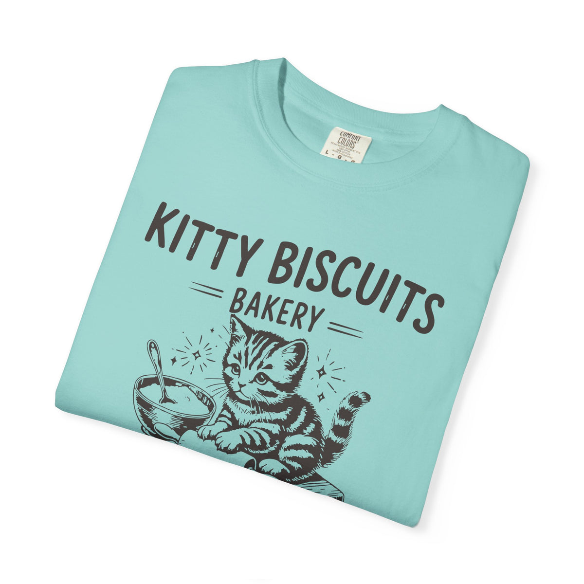 Kitty Biscuits Bakery - Comfort Colors | Trendy Women's and Men's T-Shirt. Direct to Garment. Printed & Shipped in the USA. Unisex Sizes.