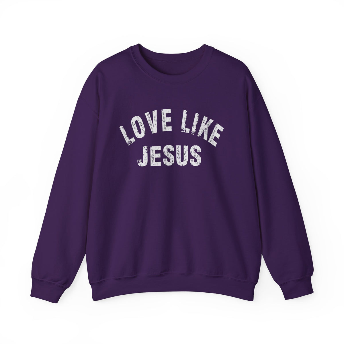 Love Like Jesus - Distressed – Gildan Heavy Blend | Trendy Men's and Women’s Soft Sweatshirt. Direct to Garment. Printed & Shipped in the USA. Unisex Sizes.