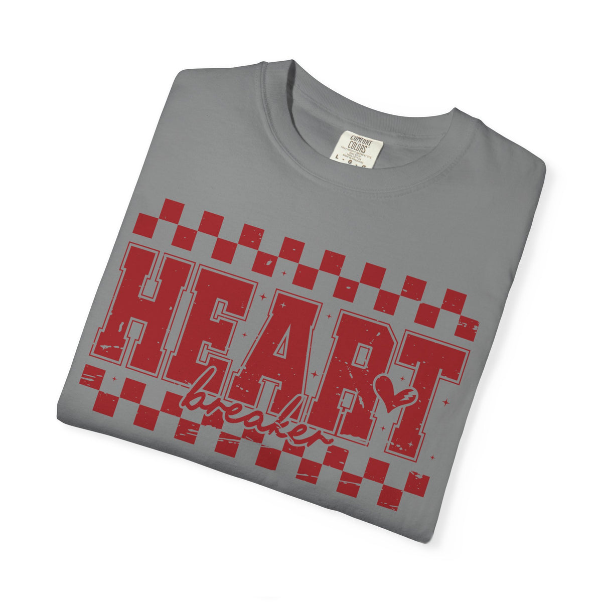Heart Breaker, Red Checkered Distressed - Comfort Colors | Trendy Women's T-Shirt. Direct to Garment. Printed & Shipped in the USA. Unisex Sizes.