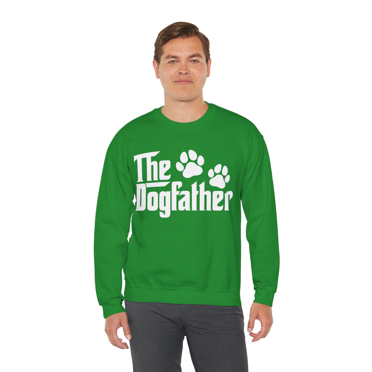 The DogFather – Gildan Heavy Blend | Trendy Men's Soft Sweatshirt. Direct to Garment. Printed & Shipped in the USA. Unisex Sizes.