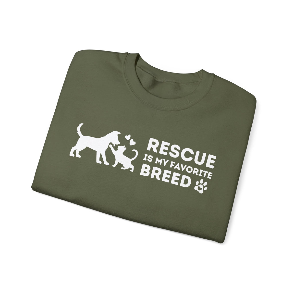 Rescue Is My Favorite Breed *This Shirt Saves Lives* – Gildan Heavy Blend | Trendy Men's and Women’s Soft Sweatshirt. Direct to Garment. Printed & Shipped in the USA. Unisex Sizes.