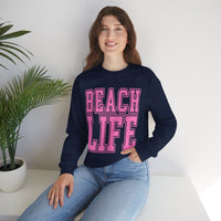 Beach Life – Gildan Heavy Blend | Trendy Men's & Women’s Soft Sweatshirt. Direct to Garment. Printed & Shipped in the USA. Unisex Sizes.