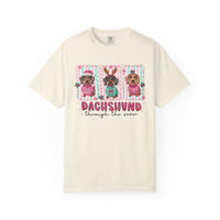 Dachshund Through the Snow - Comfort Colors | Trendy Women's T-Shirt. Direct to Garment. Printed & Shipped in the USA. Unisex Sizes.