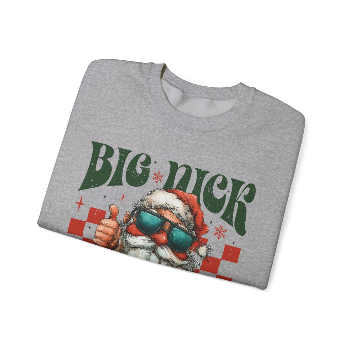 Big Nick Energy - Retro Santa Thumbs Up – Gildan Heavy Blend | Trendy Men's and Women’s Soft Sweatshirt. Direct to Garment. Printed & Shipped in the USA. Unisex Sizes.