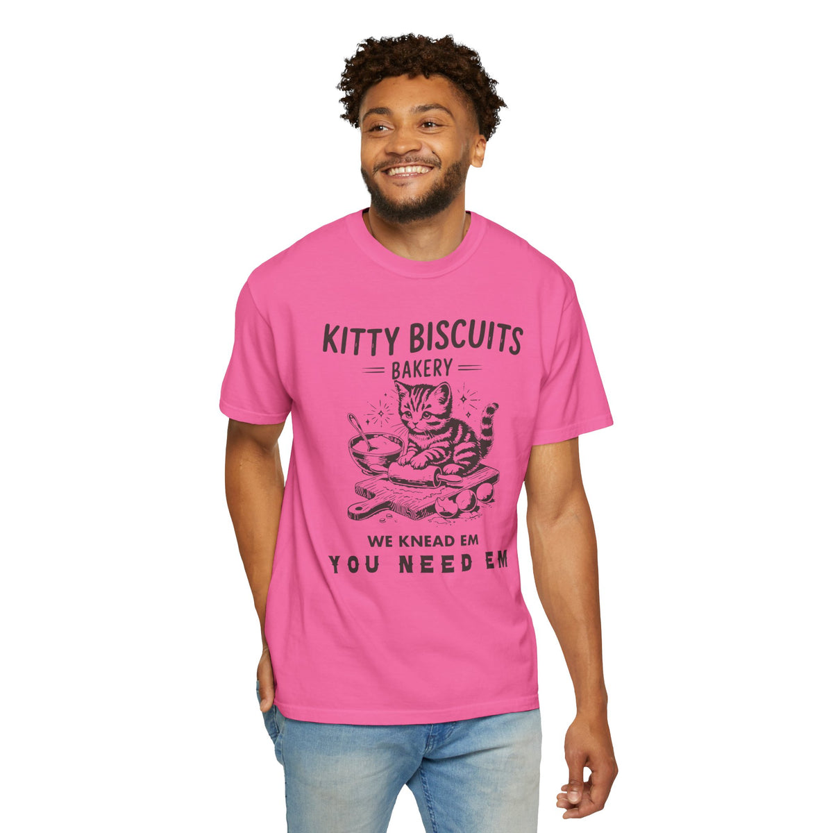 Kitty Biscuits Bakery - Comfort Colors | Trendy Women's and Men's T-Shirt. Direct to Garment. Printed & Shipped in the USA. Unisex Sizes.