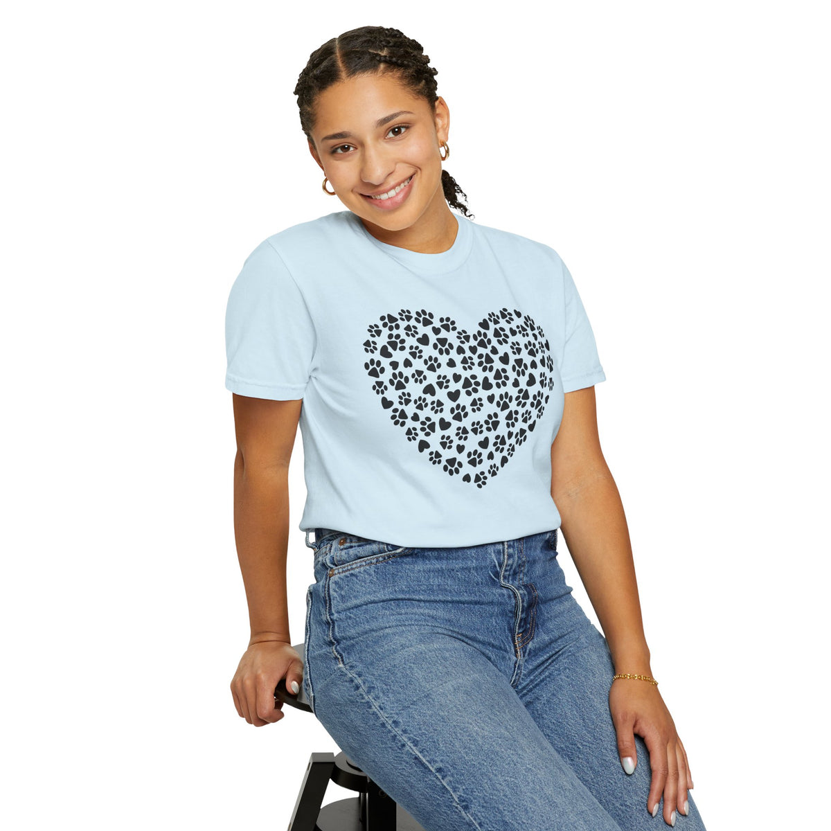 Dog Paw Heart - Comfort Colors | Trendy Women's T-Shirt. Direct to Garment. Printed & Shipped in the USA. Unisex Sizes.