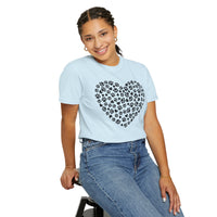 Dog Paw Heart - Comfort Colors | Trendy Women's T-Shirt. Direct to Garment. Printed & Shipped in the USA. Unisex Sizes.