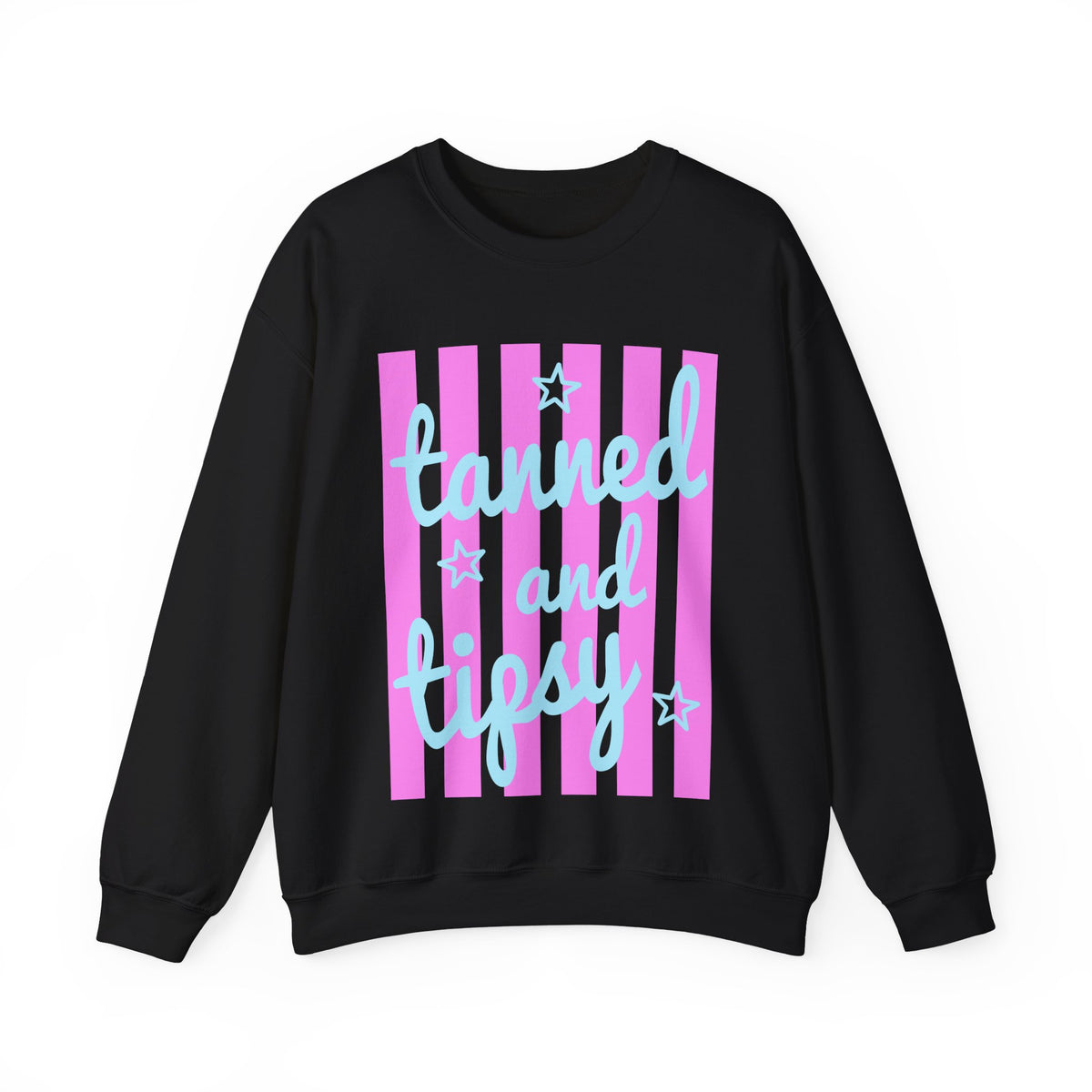 Tanned and Tipsy – Gildan Heavy Blend | Trendy Women’s Soft Sweatshirt. Direct to Garment. Printed & Shipped in the USA. Unisex Sizes.