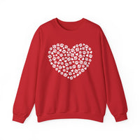 Dog Paw Heart – Gildan Heavy Blend | Trendy Women’s Soft Sweatshirt. Direct to Garment. Printed & Shipped in the USA. Unisex Sizes.