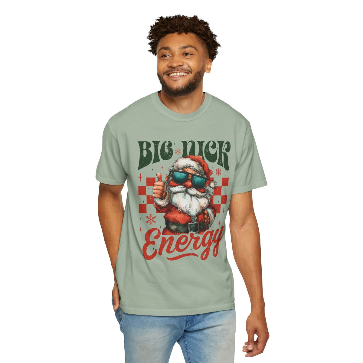 Big Nick Energy - Retro Santa Thumbs Up  - Comfort Colors | Trendy Women's T-Shirt. Direct to Garment. Printed & Shipped in the USA. Unisex Sizes.