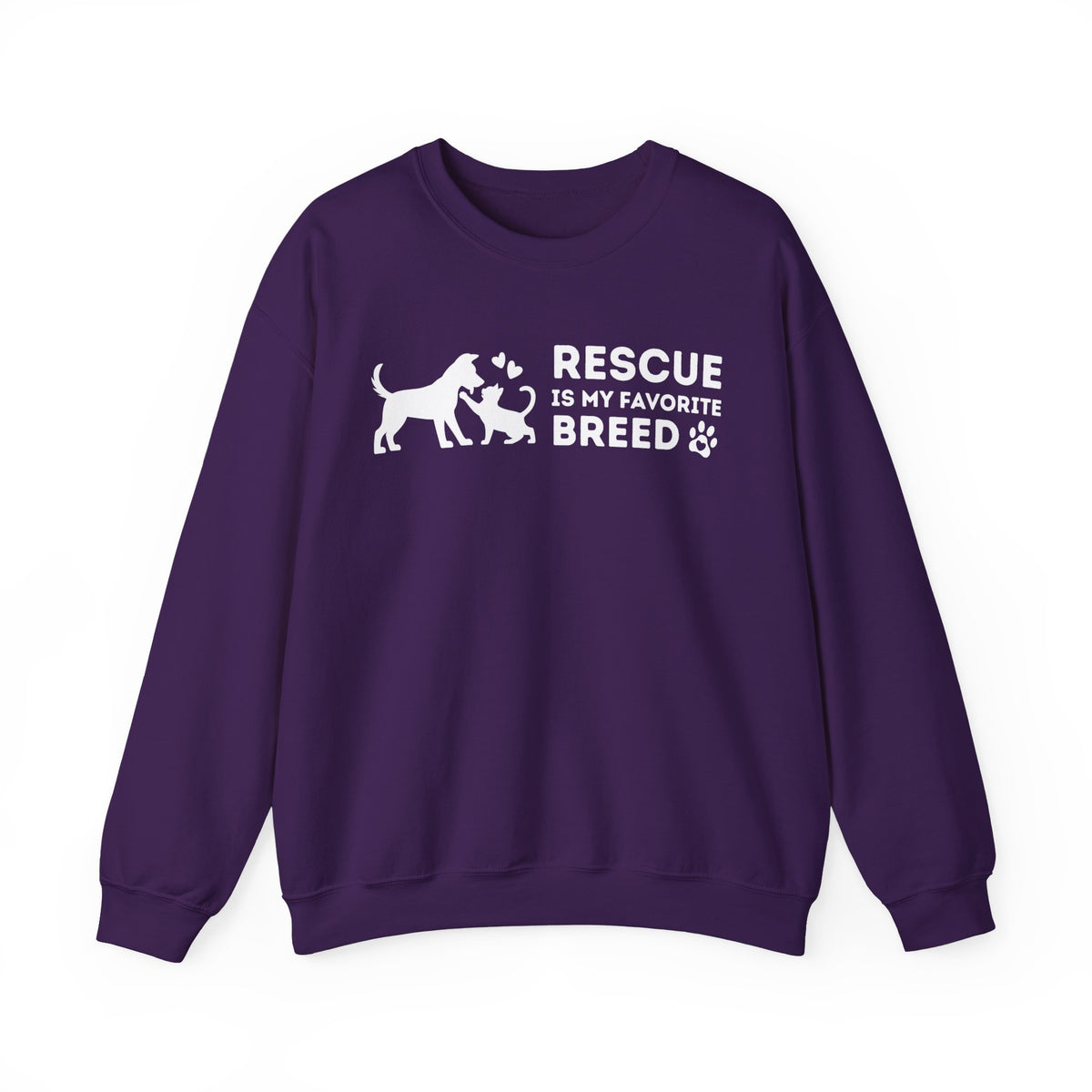 Rescue Is My Favorite Breed *This Shirt Saves Lives* – Gildan Heavy Blend | Trendy Men's and Women’s Soft Sweatshirt. Direct to Garment. Printed & Shipped in the USA. Unisex Sizes.