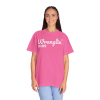 Wranglin' Kids Funny Mom Dad   - Comfort Colors | Trendy Women's and Men's T-Shirt. Direct to Garment. Printed & Shipped in the USA. Unisex Sizes.