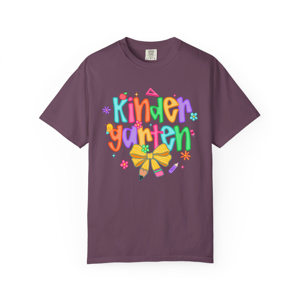Coquette Kindergarten Pencil Bow - Comfort Colors | Trendy Women's T-Shirt. Direct to Garment. Printed & Shipped in the USA. Unisex Sizes.