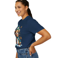 Winter Baby Highland Cow with Cocoa  - Comfort Colors | Trendy Women's T-Shirt. Direct to Garment. Printed & Shipped in the USA. Unisex Sizes.
