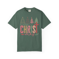 Merry ChrisTmas Christian Faith Graphic - Comfort Colors | Trendy Women's T-Shirt. Direct to Garment. Printed & Shipped in the USA. Unisex Sizes.