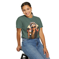Too Old To Care, Fashionista Grandma - Comfort Colors | Trendy Women's T-Shirt. Direct to Garment. Printed & Shipped in the USA. Unisex Sizes.