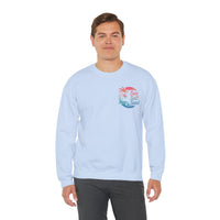 Sun Salt Sand, Beach Sunset - Front & Back Print – Gildan Heavy Blend | Trendy Women’s and Men's Soft Sweatshirt. Direct to Garment. Printed & Shipped in the USA. Unisex Sizes.