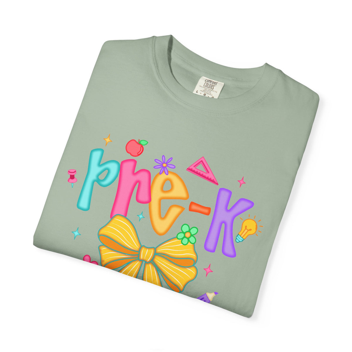 Coquette Pre-K Pencil Bow - Comfort Colors | Trendy Women's T-Shirt. Direct to Garment. Printed & Shipped in the USA. Unisex Sizes.