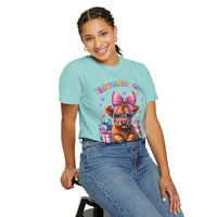 Birthday Girl, Highland Cow - Comfort Colors | Trendy Women's T-Shirt. Direct to Garment. Printed & Shipped in the USA. Unisex Sizes.