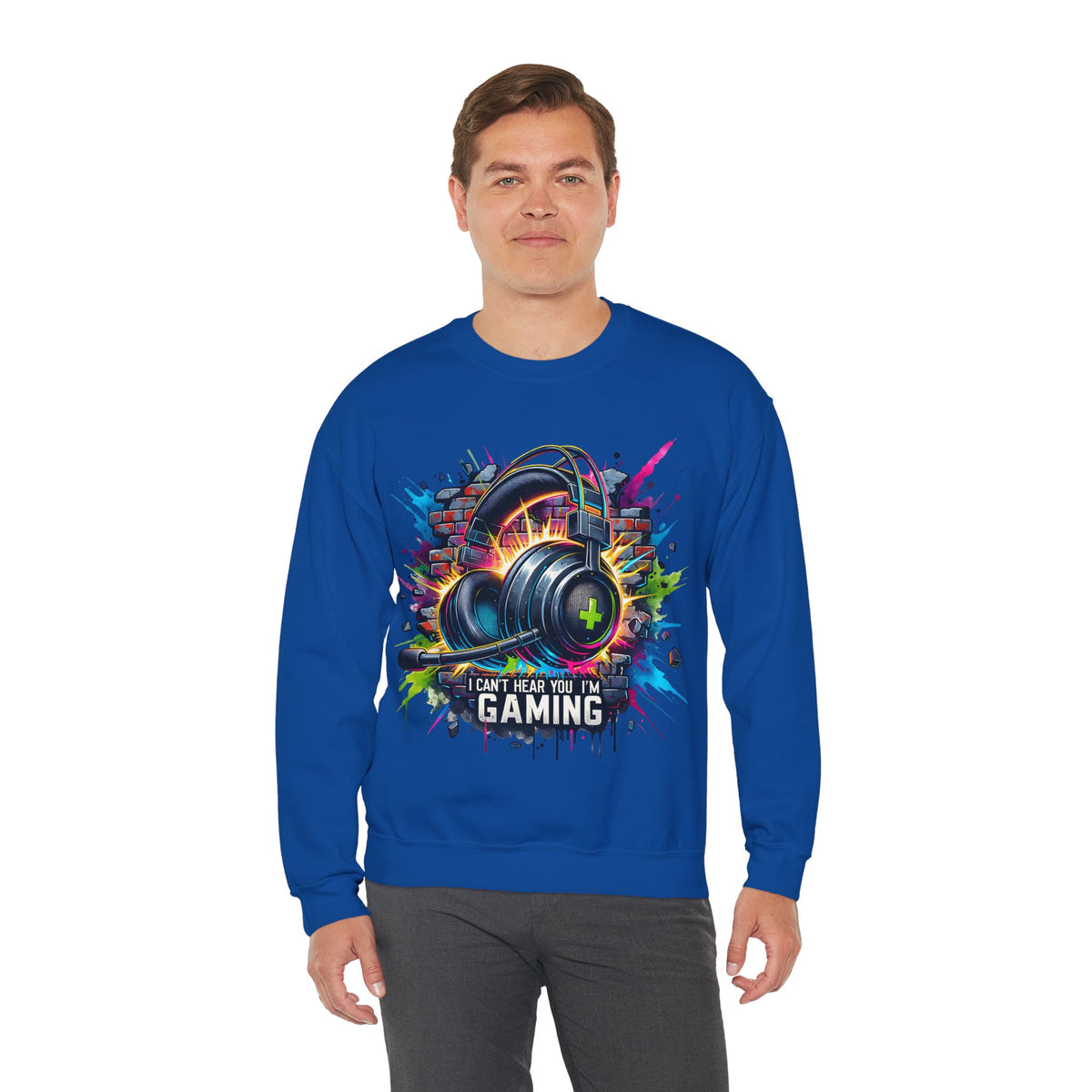 Gaming Headset I Can't Hear You, I'm Gaming – Gildan Heavy Blend | Trendy Women’s and Men's Soft Sweatshirt. Direct to Garment. Printed & Shipped in the USA. Unisex Sizes.
