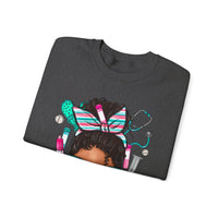 Phlebotomist Life, Messy Bun – Gildan Heavy Blend | Trendy Women’s Soft Sweatshirt. Direct to Garment. Printed & Shipped in the USA. Unisex Sizes.