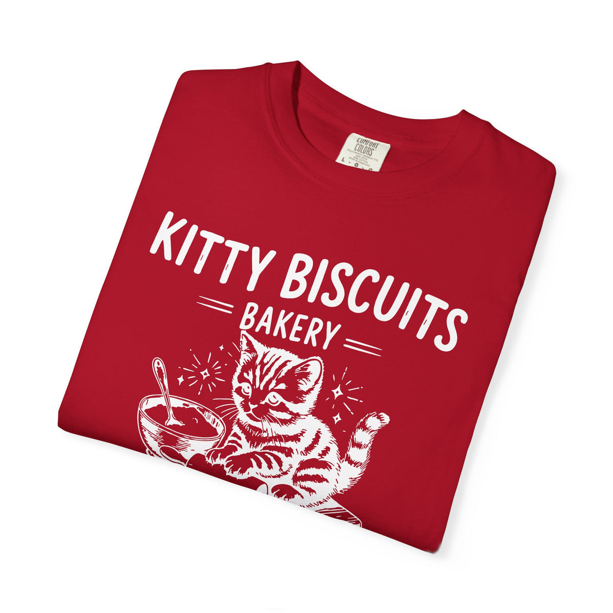 Kitty Biscuits Bakery - Comfort Colors | Trendy Women's and Men's T-Shirt. Direct to Garment. Printed & Shipped in the USA. Unisex Sizes.