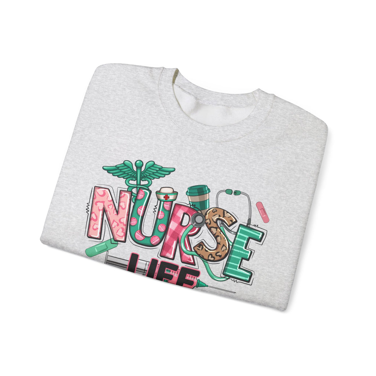Nurse Life Cute Preppy Healthcare – Gildan Heavy Blend | Trendy Women’s Soft Sweatshirt. Direct to Garment. Printed & Shipped in the USA. Unisex Sizes.