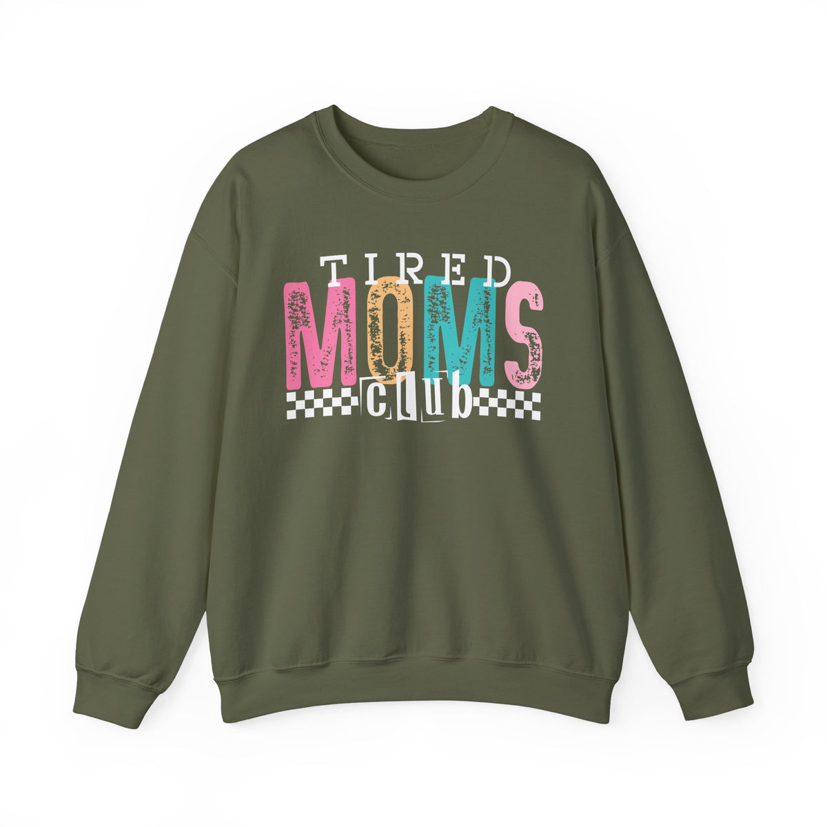Tired Moms Club Pastel – Gildan Heavy Blend | Trendy Women’s Soft Sweatshirt. Direct to Garment. Printed & Shipped in the USA. Unisex Sizes.