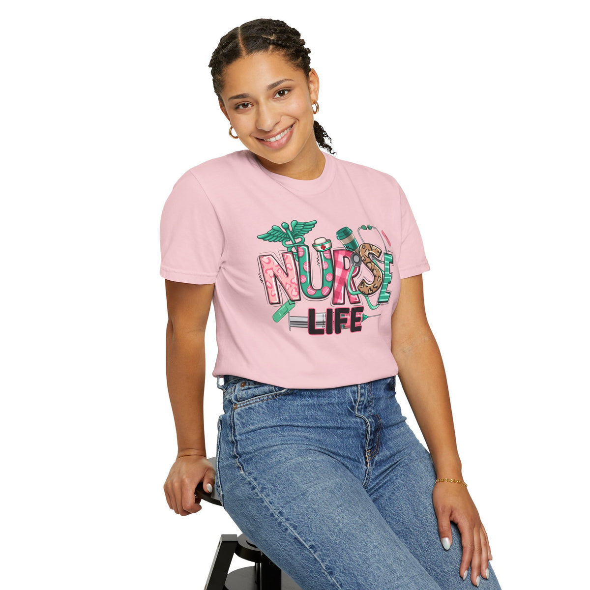 Nurse Life Cute Preppy Healthcare - Comfort Colors | Trendy Women's T-Shirt. Direct to Garment. Printed & Shipped in the USA. Unisex Sizes.