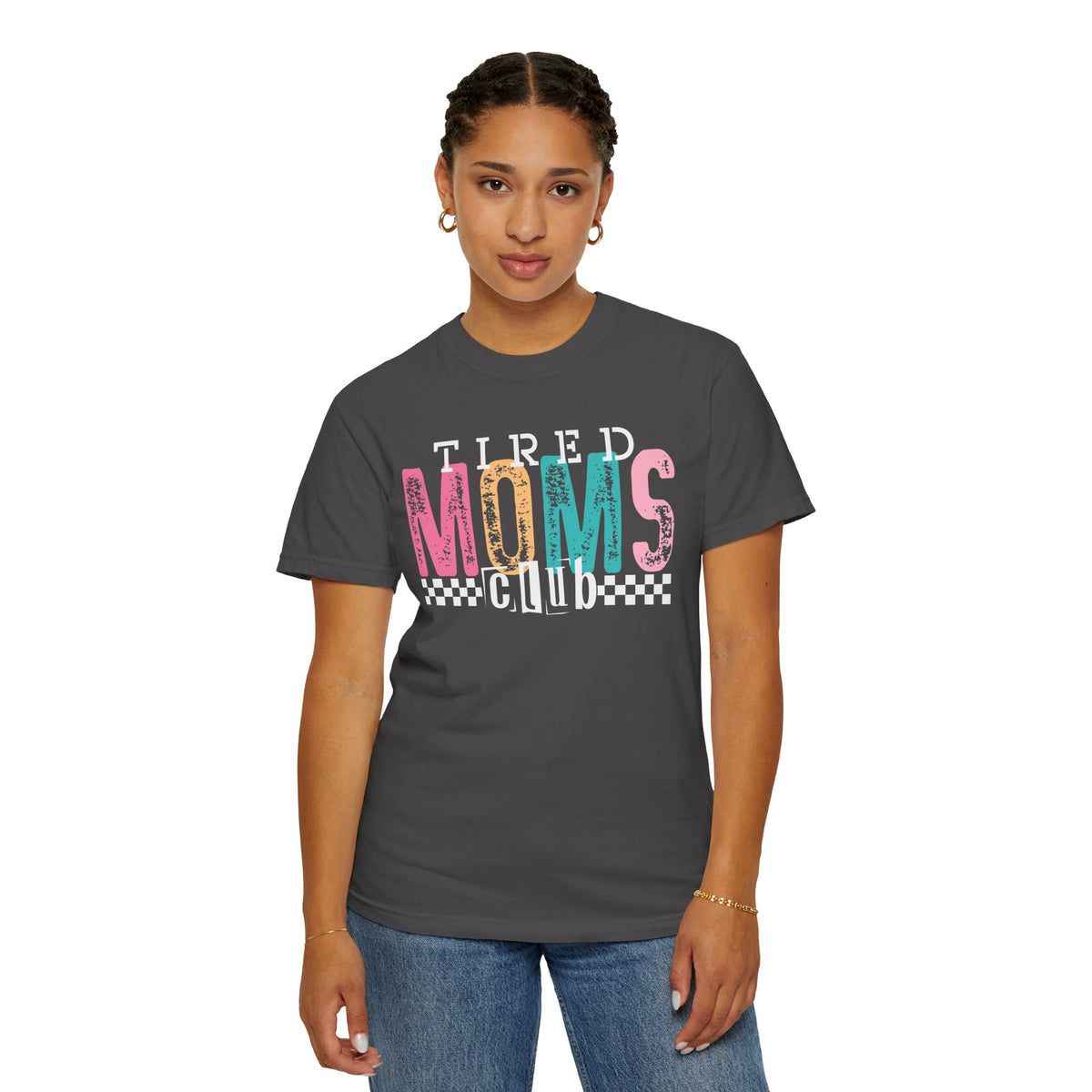 Tired Moms Club Pastel - Comfort Colors | Trendy Women's T-Shirt. Direct to Garment. Printed & Shipped in the USA. Unisex Sizes.