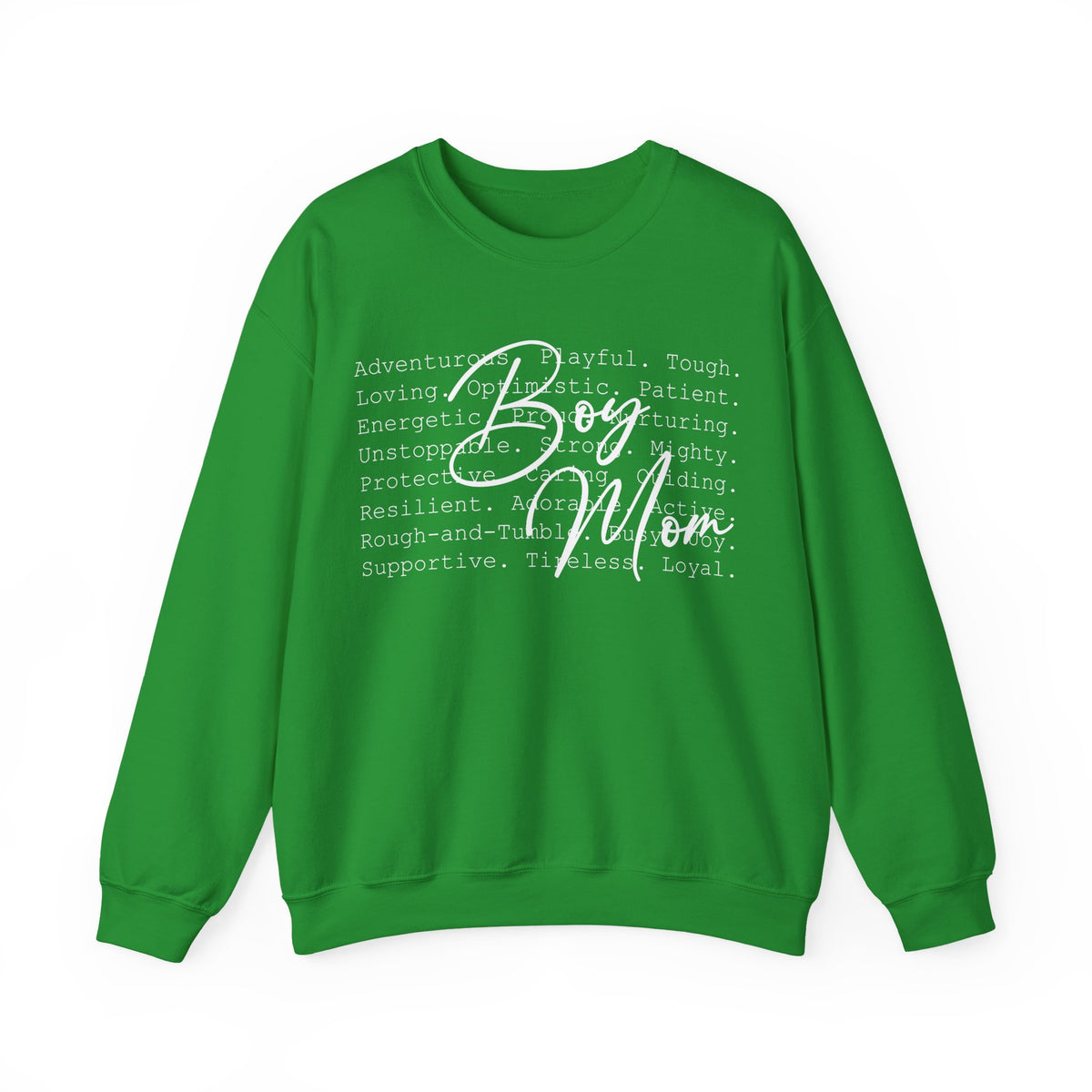 Boy Mom Typography – Gildan Heavy Blend | Trendy Women’s Soft Sweatshirt. Direct to Garment. Printed & Shipped in the USA. Unisex Sizes.