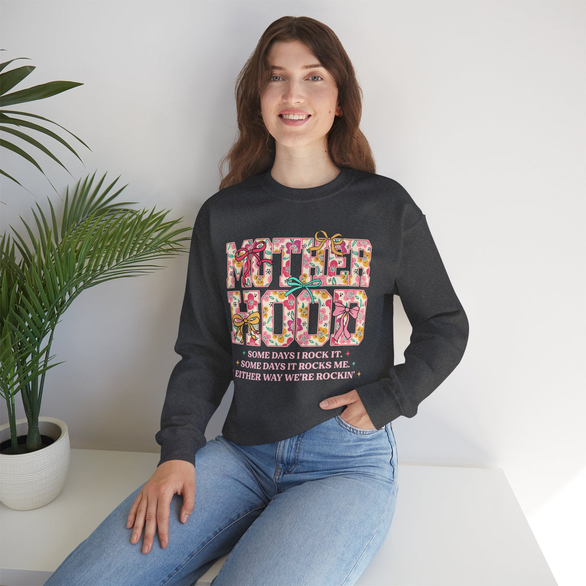 Motherhood – Gildan Heavy Blend | Trendy Women’s Soft Sweatshirt. Direct to Garment. Printed & Shipped in the USA. Unisex Sizes.