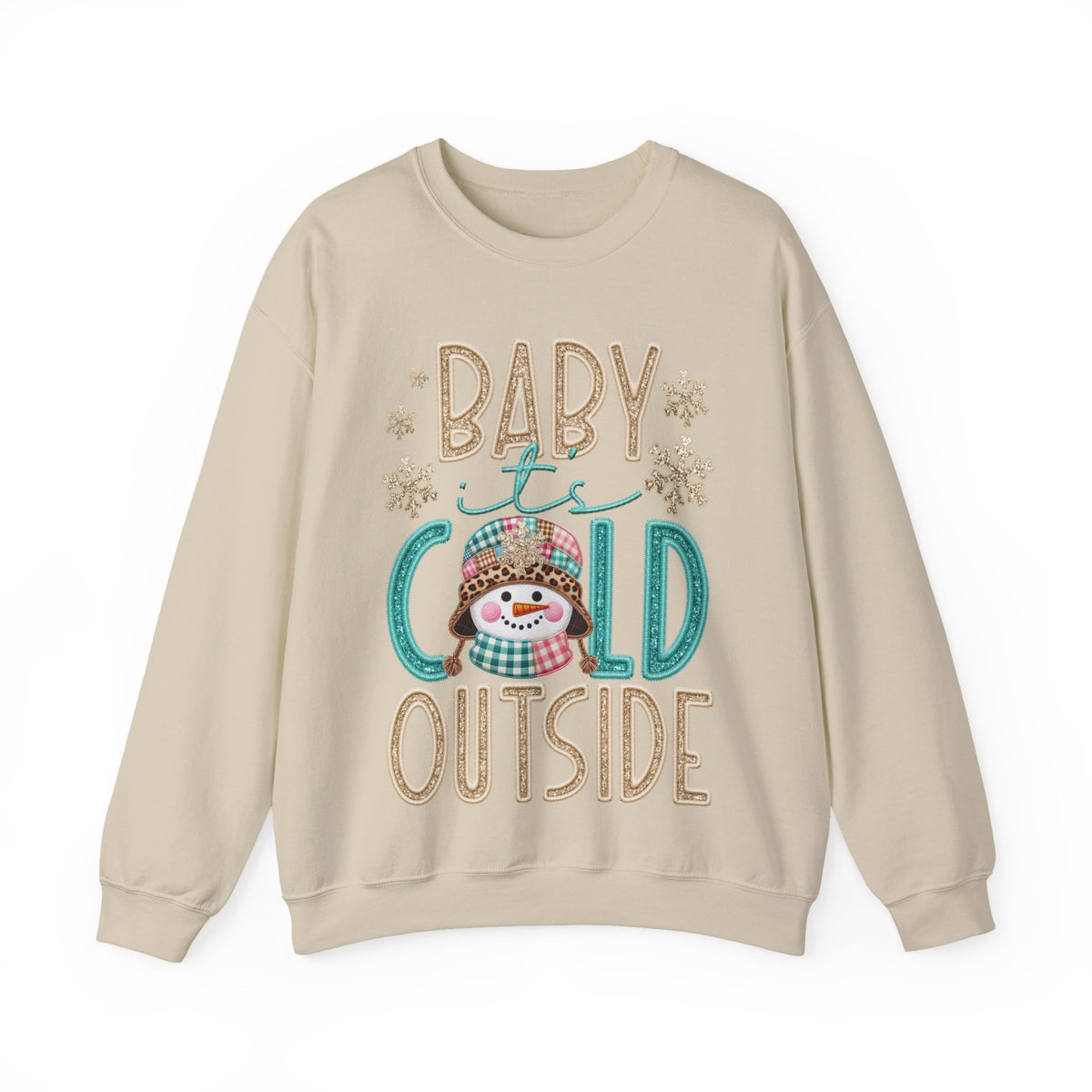 Baby It's Cold Outside Snowman – Gildan Heavy Blend | Trendy Women’s Soft Sweatshirt. Direct to Garment. Printed & Shipped in the USA. Unisex Sizes.