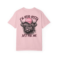 Head Heffa Highland Cow, Front & Back Print - Comfort Colors | Trendy Women's T-Shirt. Direct to Garment. Printed & Shipped in the USA. Unisex Sizes.