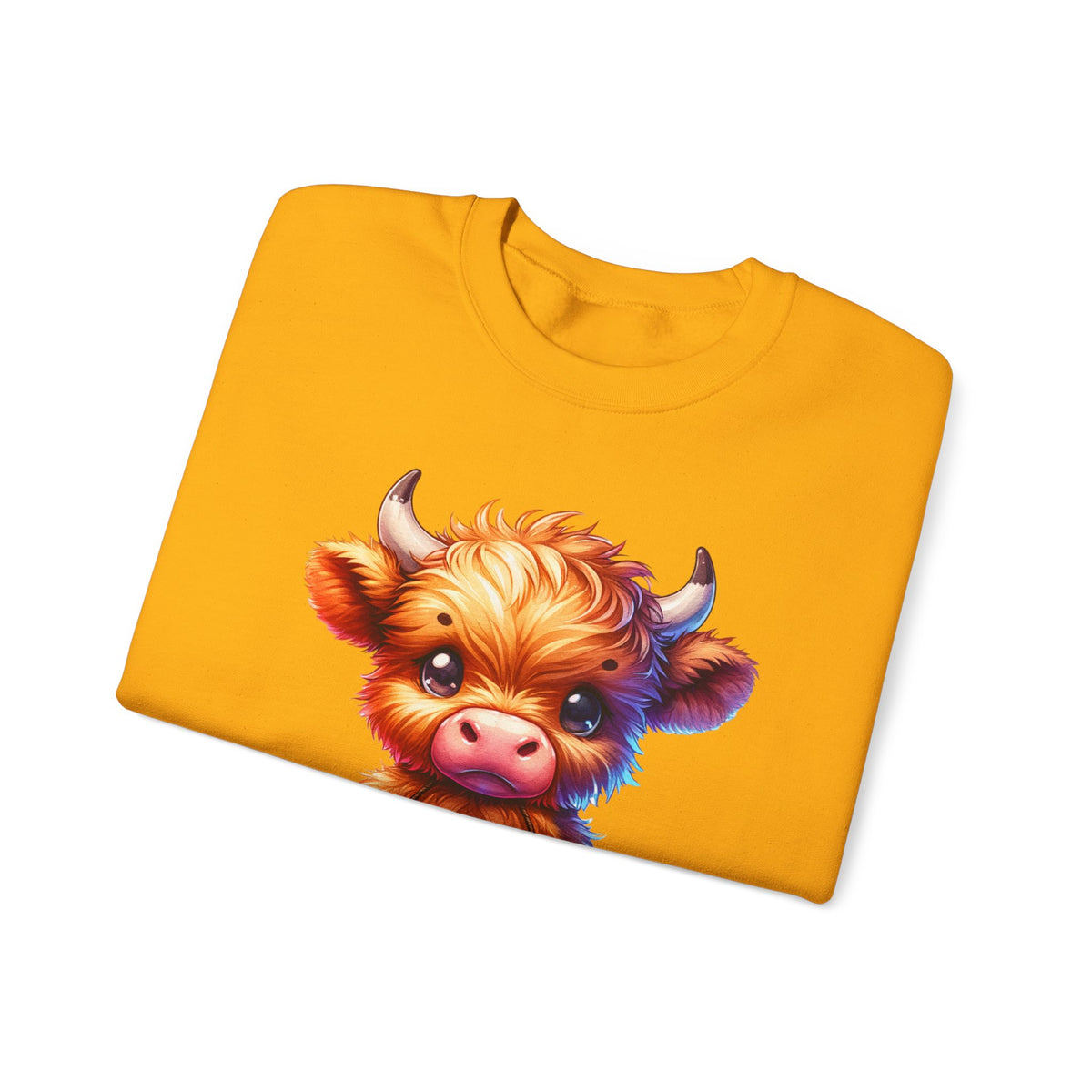 Sugar Addict Highland Cow – Gildan Heavy Blend | Trendy Women’s Soft Sweatshirt. Direct to Garment. Printed & Shipped in the USA. Unisex Sizes.