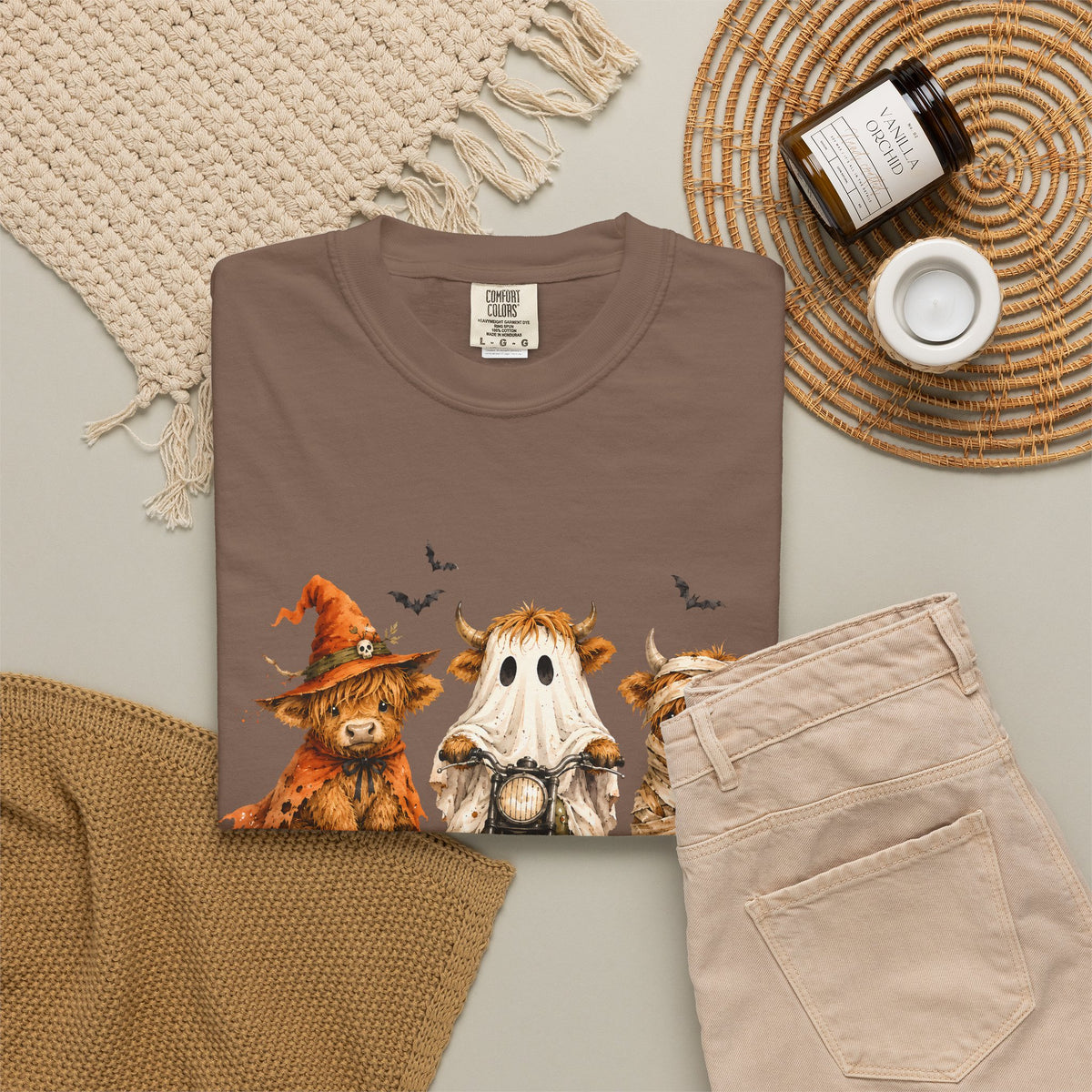 Highland Cows Halloween Costumes - Comfort Colors | Trendy Women's T-Shirt. Direct to Garment. Printed & Shipped in the USA. Unisex Sizes.
