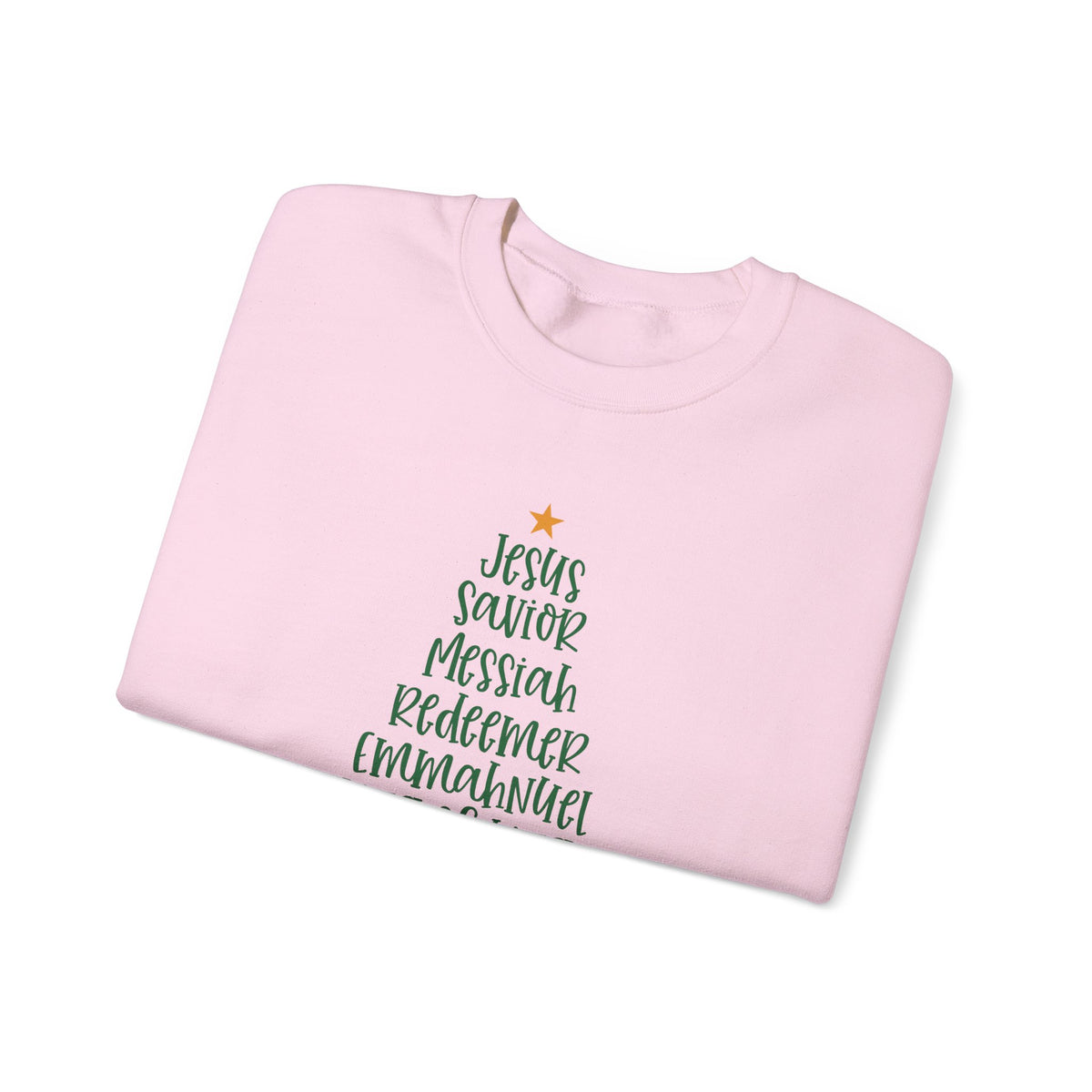 Jesus Names Christmas Tree – Gildan Heavy Blend | Trendy Women’s Soft Sweatshirt. Direct to Garment. Printed & Shipped in the USA. Unisex Sizes.