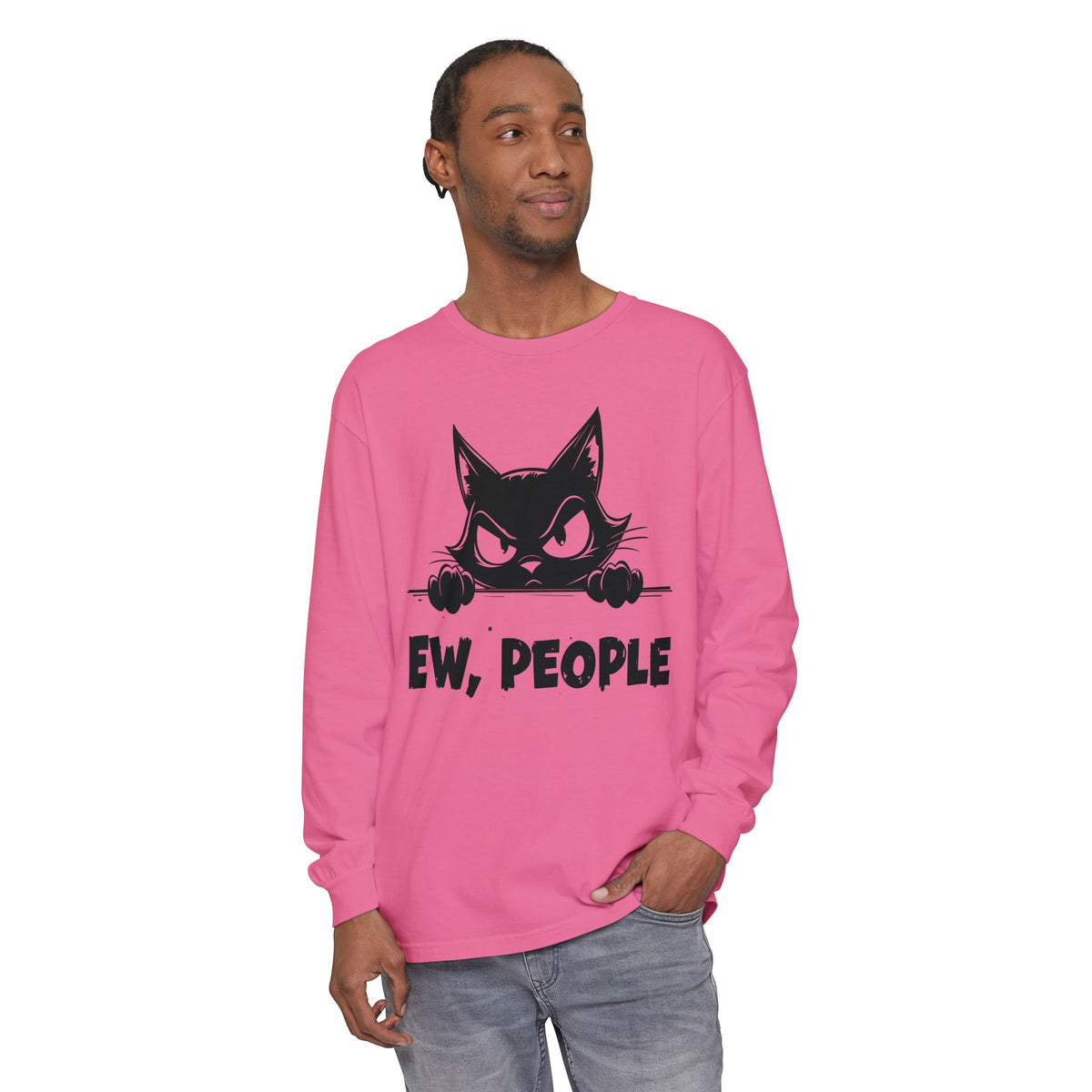 Ew People, Grumpy Cat - Comfort Colors | Trendy Women's and Men's Long Sleeve T-Shirt. Direct to Garment. Printed & Shipped in the USA. Unisex Sizes.