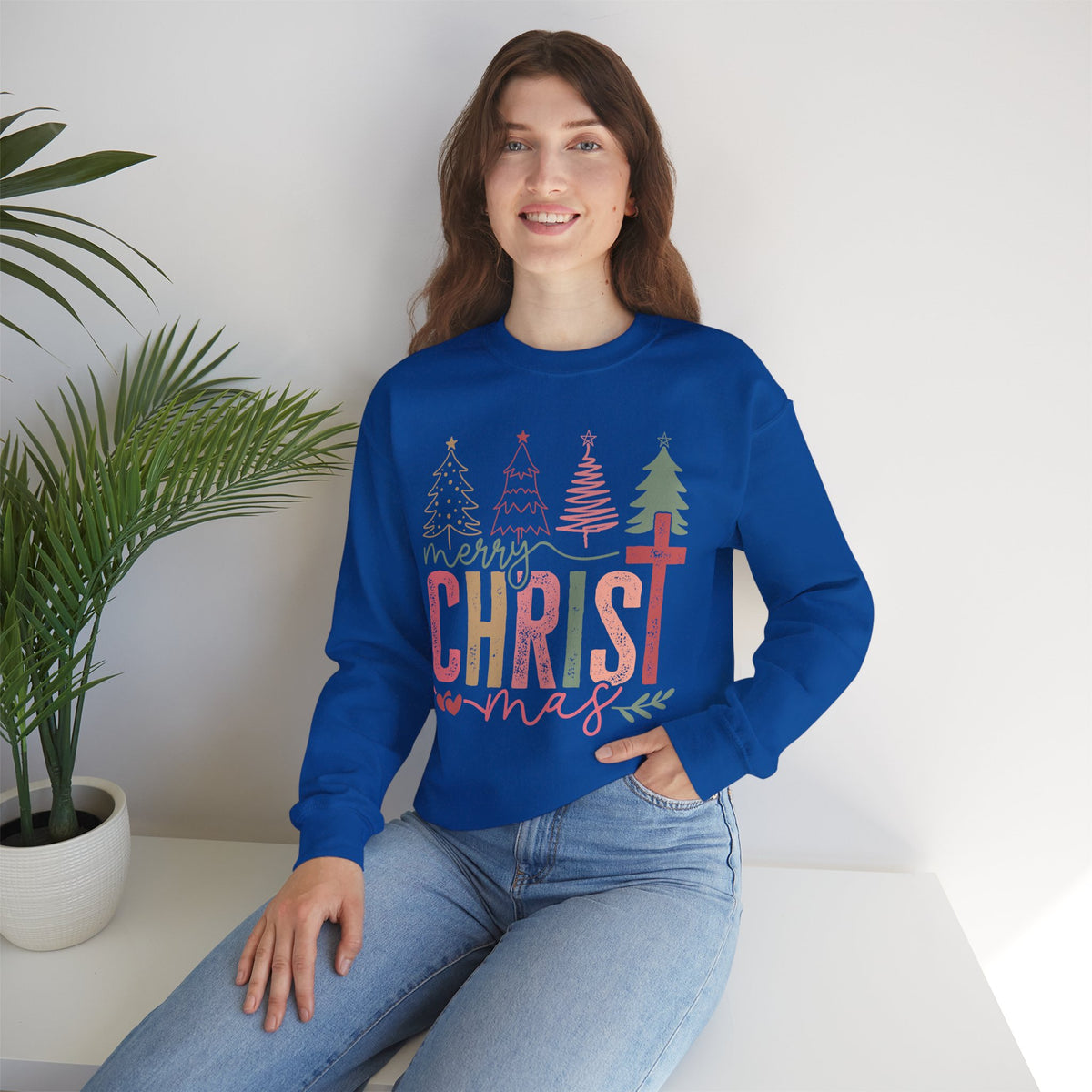 Merry ChrisTmas Christian Faith Graphic – Gildan Heavy Blend | Trendy Women’s Soft Sweatshirt. Direct to Garment. Printed & Shipped in the USA. Unisex Sizes.