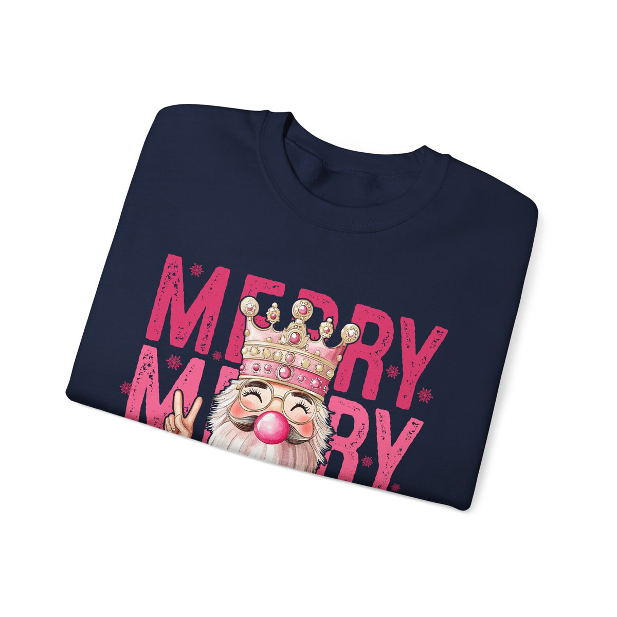 Merry Christmas - Cute Pink Bubblegum Nutcracker – Gildan Heavy Blend | Trendy Women’s Soft Sweatshirt. Direct to Garment. Printed & Shipped in the USA. Unisex Sizes.