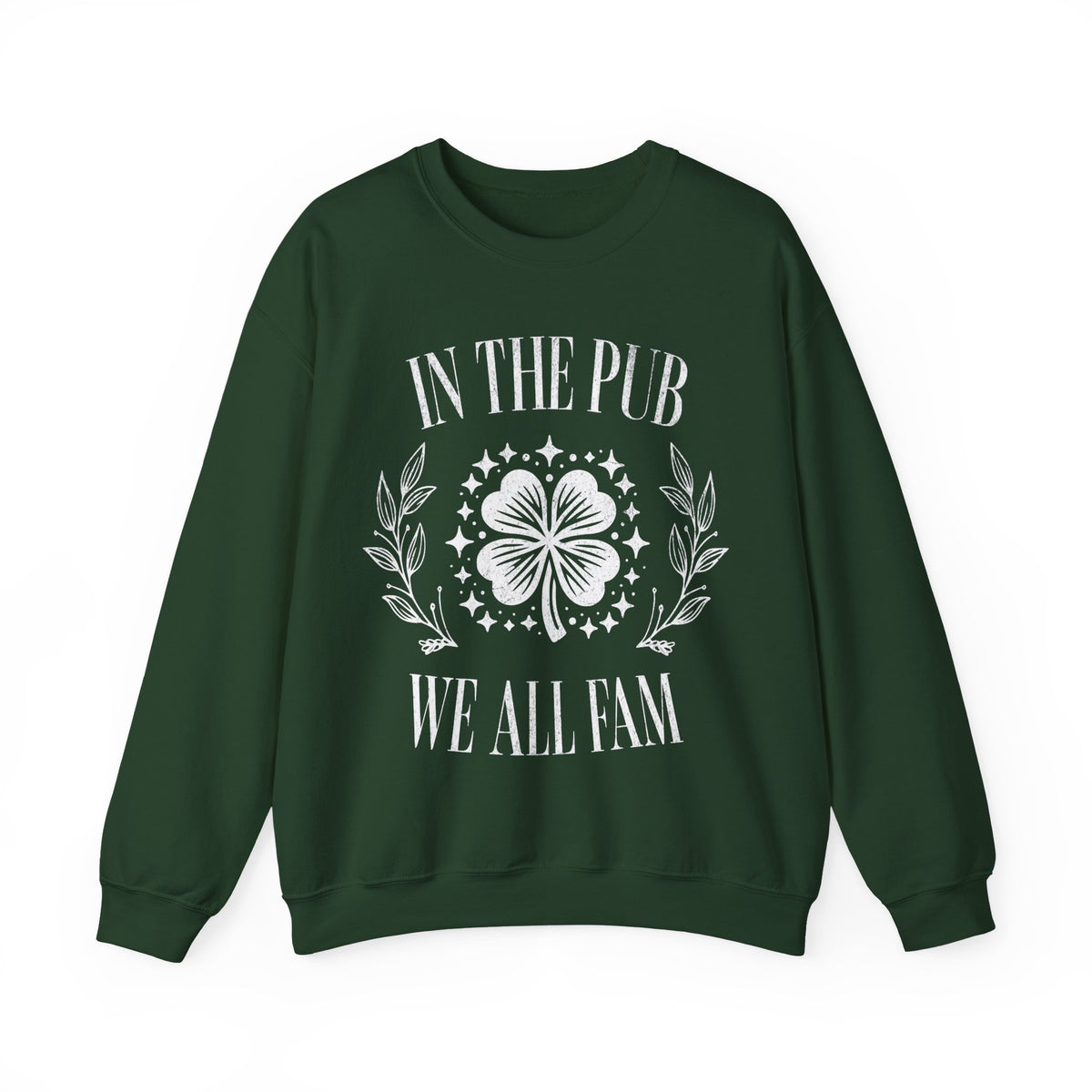 In the Pub We All Fam, Vintage – Gildan Heavy Blend | Trendy Women’s and Men's Soft Sweatshirt. Direct to Garment. Printed & Shipped in the USA. Unisex Sizes.