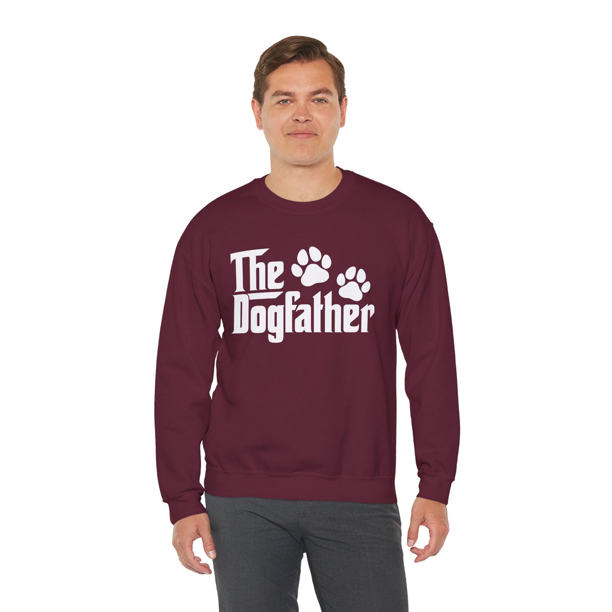 The DogFather – Gildan Heavy Blend | Trendy Men's Soft Sweatshirt. Direct to Garment. Printed & Shipped in the USA. Unisex Sizes.