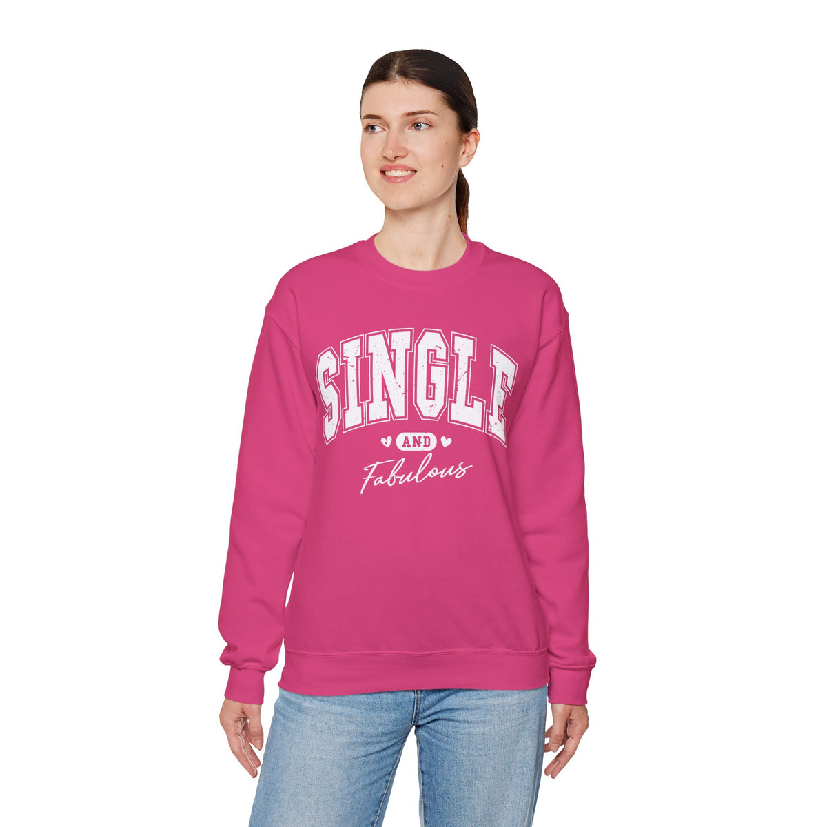 Single and Fabulous - Varsity – Gildan Heavy Blend | Trendy Women’s Soft Sweatshirt. Direct to Garment. Printed & Shipped in the USA. Unisex Sizes.
