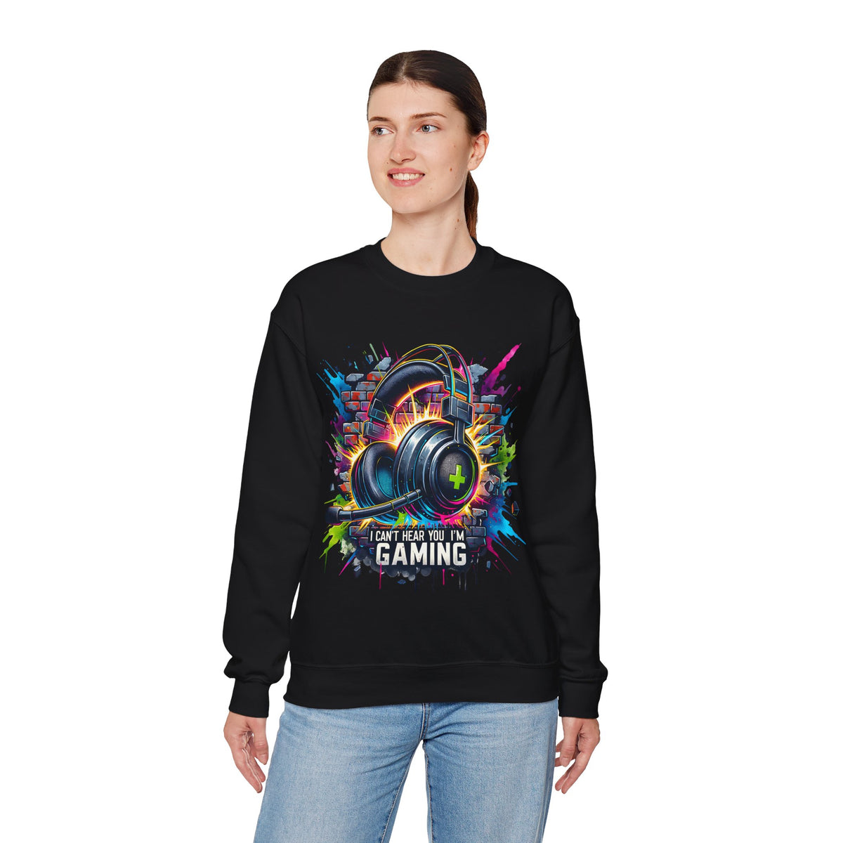 Gaming Headset I Can't Hear You, I'm Gaming – Gildan Heavy Blend | Trendy Women’s and Men's Soft Sweatshirt. Direct to Garment. Printed & Shipped in the USA. Unisex Sizes.