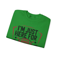 I'm Just Here for Food and Commercials – Gildan Heavy Blend | Trendy Women’s and Men's Soft Sweatshirt. Direct to Garment. Printed & Shipped in the USA. Unisex Sizes.